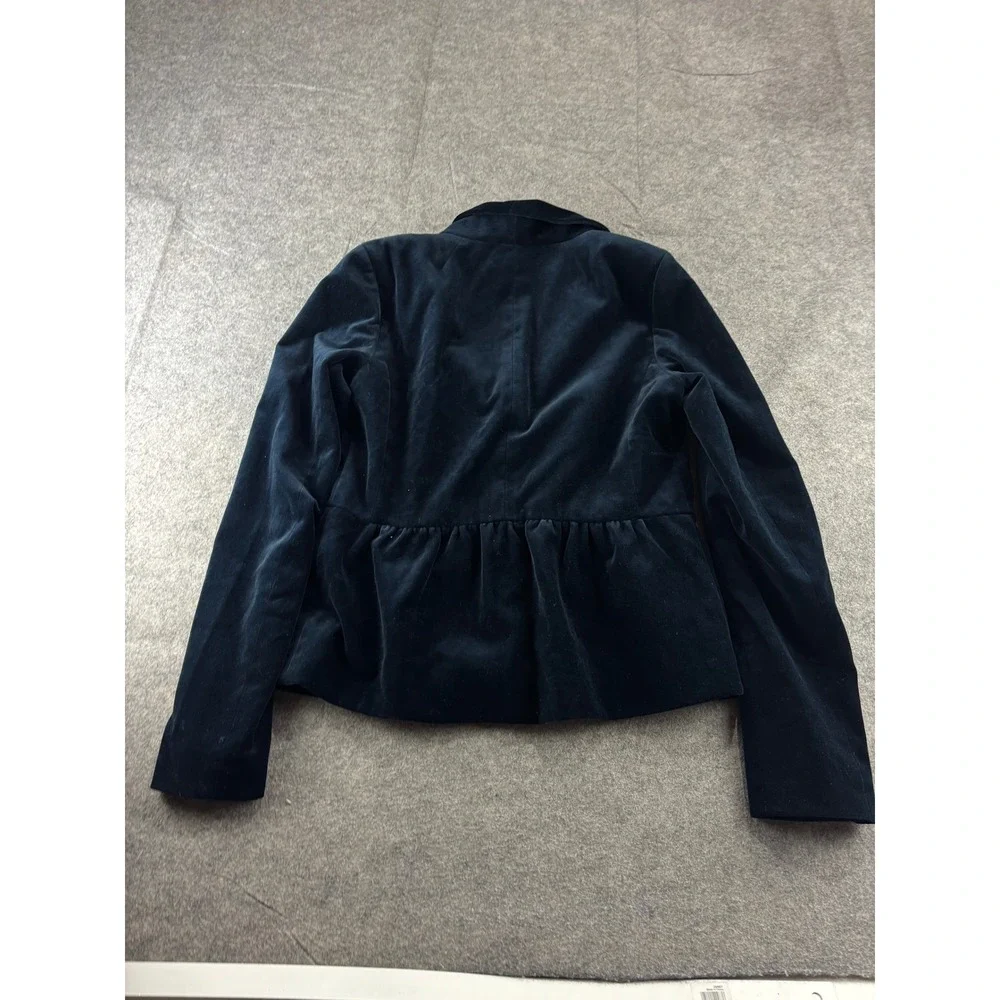 J.Crew Navy Blue Cotton Velvet Peplum Blazer Jacket Size 8T Preppy Academia Goth